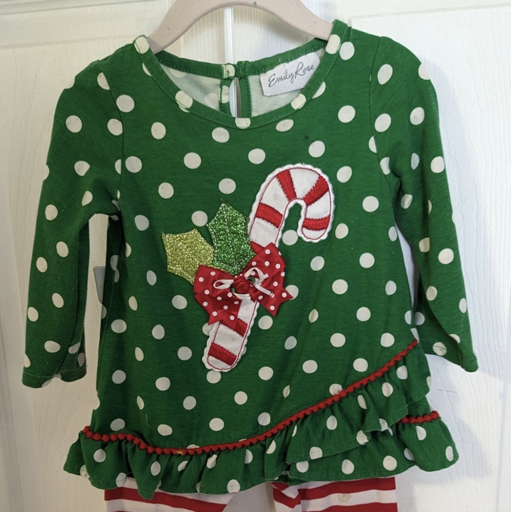 Emily Rose Green and Red Polka Dot Kids Matching Set
